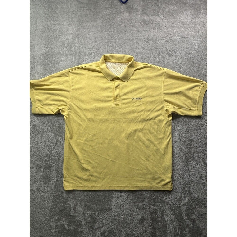 Columbia PFG Men's Yellow Omni-Shade Polo Shirt Vented Fishing Golf Size XL